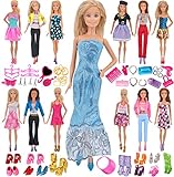Ebuddy 5 pcs Party Dress/40 pcs Accessories/10 pair Shoes Mini Doll Clothes Set For Barbie Doll