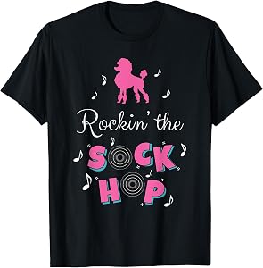 Sock Hop Costume Girls Women Pink Poodle T-Shirt