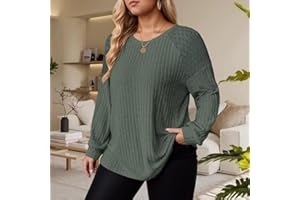 Womens Plus Size Tops Lace Patchwork Shirts Basic Crewneck Sweatshirts Fall/Winter Pullover