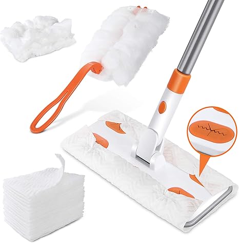 Amazon Masthome フロアワイパー フローリングワイパー 床掃除ワイパー 組立式 モップワイパー 水拭き 乾拭き 30枚ドライシート付き ハンディモップ付き フロアモップ フロアワイパー オンライン通販