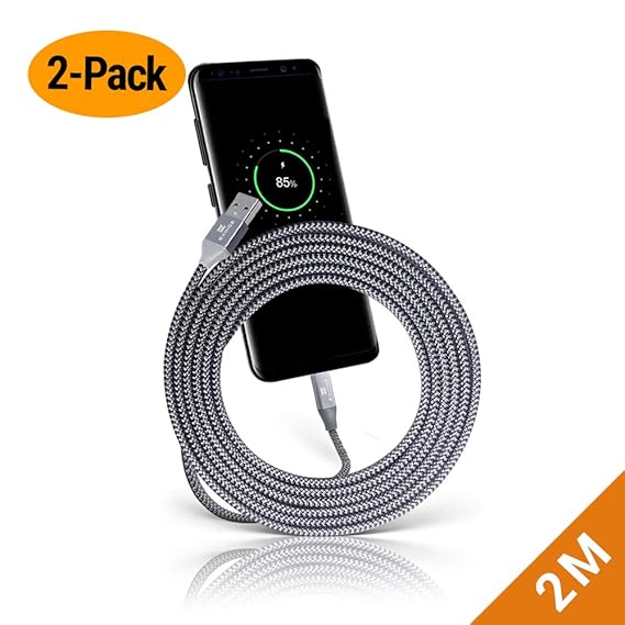 Exinoz USB Typ-C Kabel Schnellaufladung per USB-C zu USB-A Ladekabel | Geflochtenes Nylon Ladekabel mit schnellem Aufladen ko