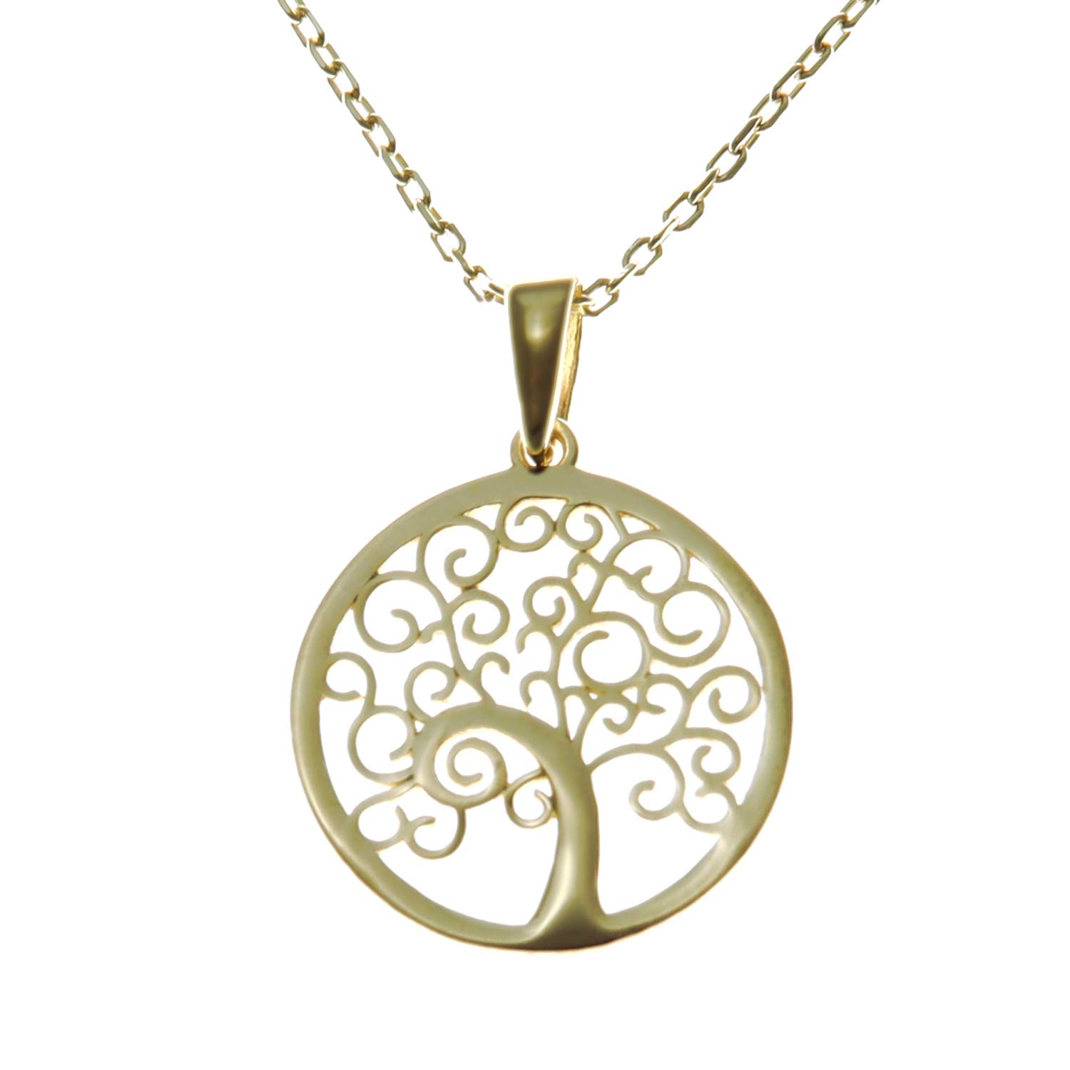 Alexander Castle Gold Plated Sterling Silver Tree of Life Yggdrasil Pendant Necklace with adjustable 16" to 18" chain and jewellery gift box