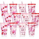 XLSXEXCL 12 Pcs Western Cowgirl Cups with Lids and Straws, Glitter Tumbler 24 oz Cowgirl Party Favors Drinking Cups for Valentine's Day Western Party Favors Wedding Birthday Party Supplies