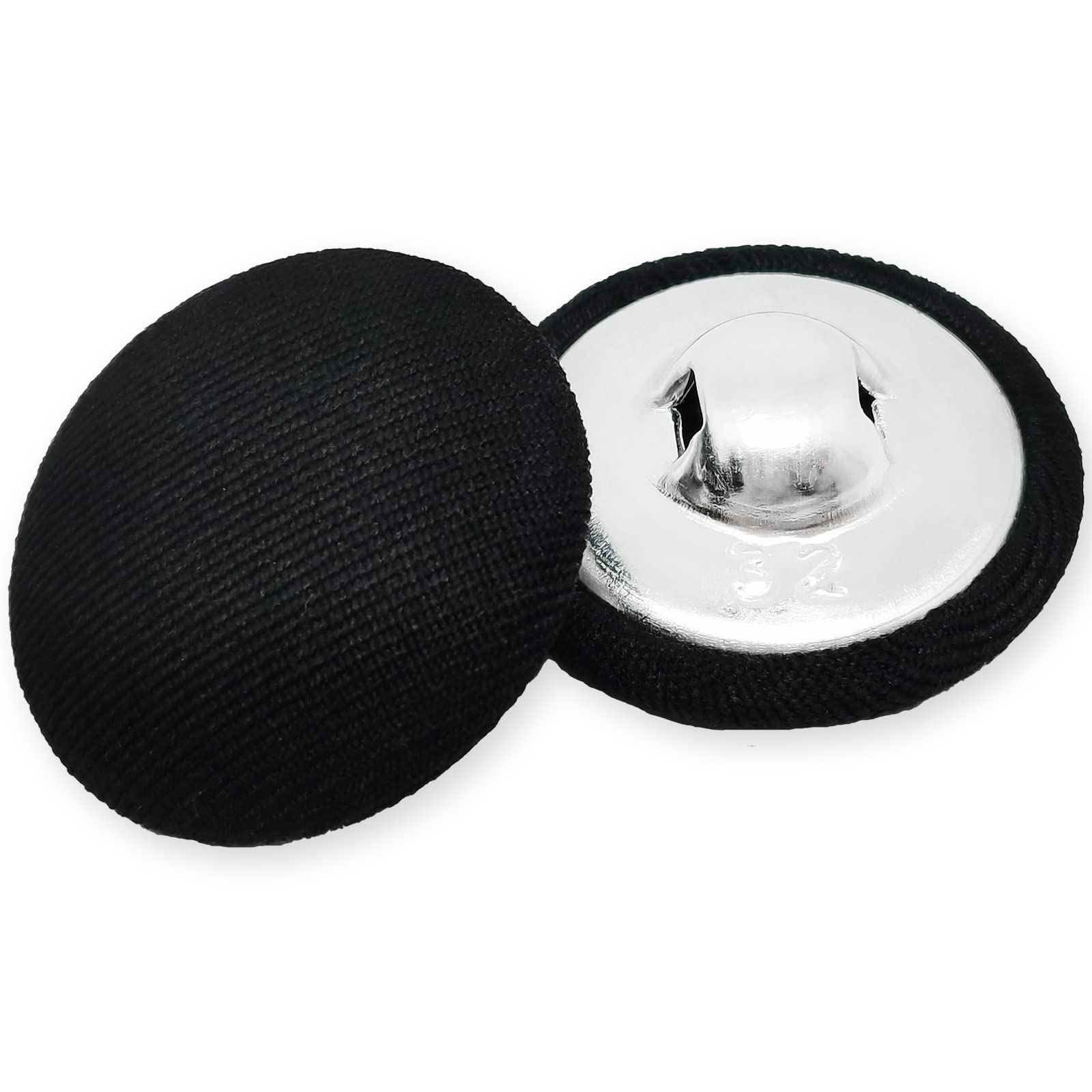 Photo 1 of 20mm(4/5'') Satin Twill Fabric Covered Button with Metal Shank Back,Special Buttons for Suits and Uniforms Trench Coats(Black,20pcs)