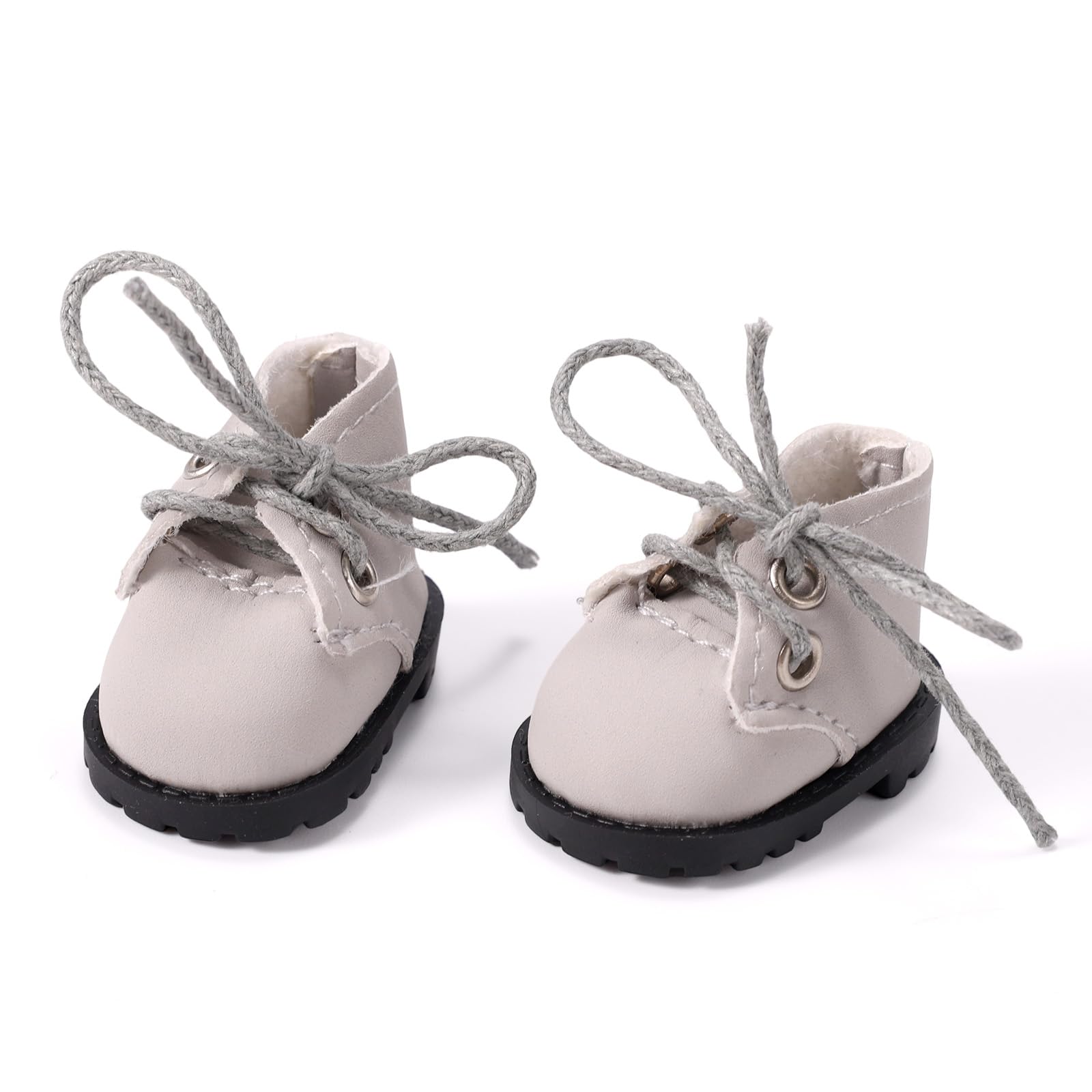 Mini Shoes for Dolls, 1.57x0.98in PU Leather Mini Boots Cute Shoes Toy Daily Outfit Accessories for Plush Dolls (Grey) β image 1