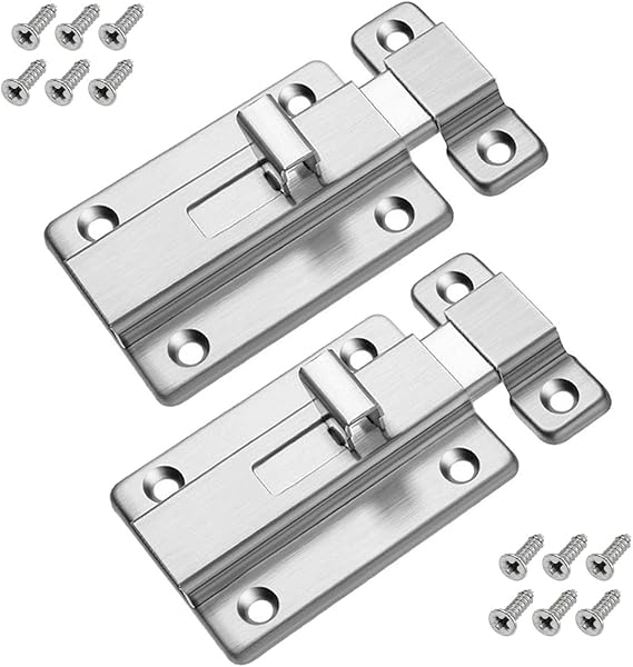 Natuce Door Bolts, 2 Pieces Stainless Steel Latch Sliding Door Lock