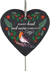 Global Designs Christmas Robin Grave Stick Marker Slate Heart 25x11cm view 1