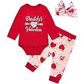 Newborn Baby Girls Valentines'Day Daddy's Little Valentine Outfits Clothes
