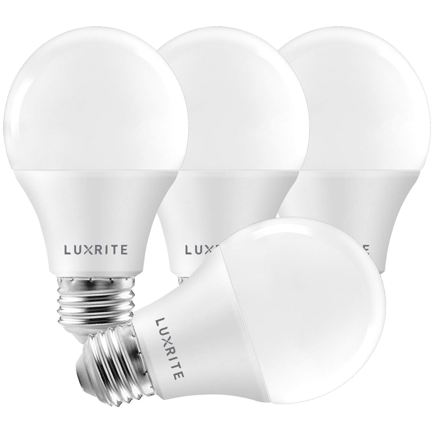 LUXRITE A19 LED Bulb 75W Equivalent, 1100 Lumens, 5000K Bright White, Dimmable Standard LED Light Bulbs 11W, Enclosed Fixture Rated, Energy Star, E26 Medium Base - Indoor and Outdoor (4 Pack) Image