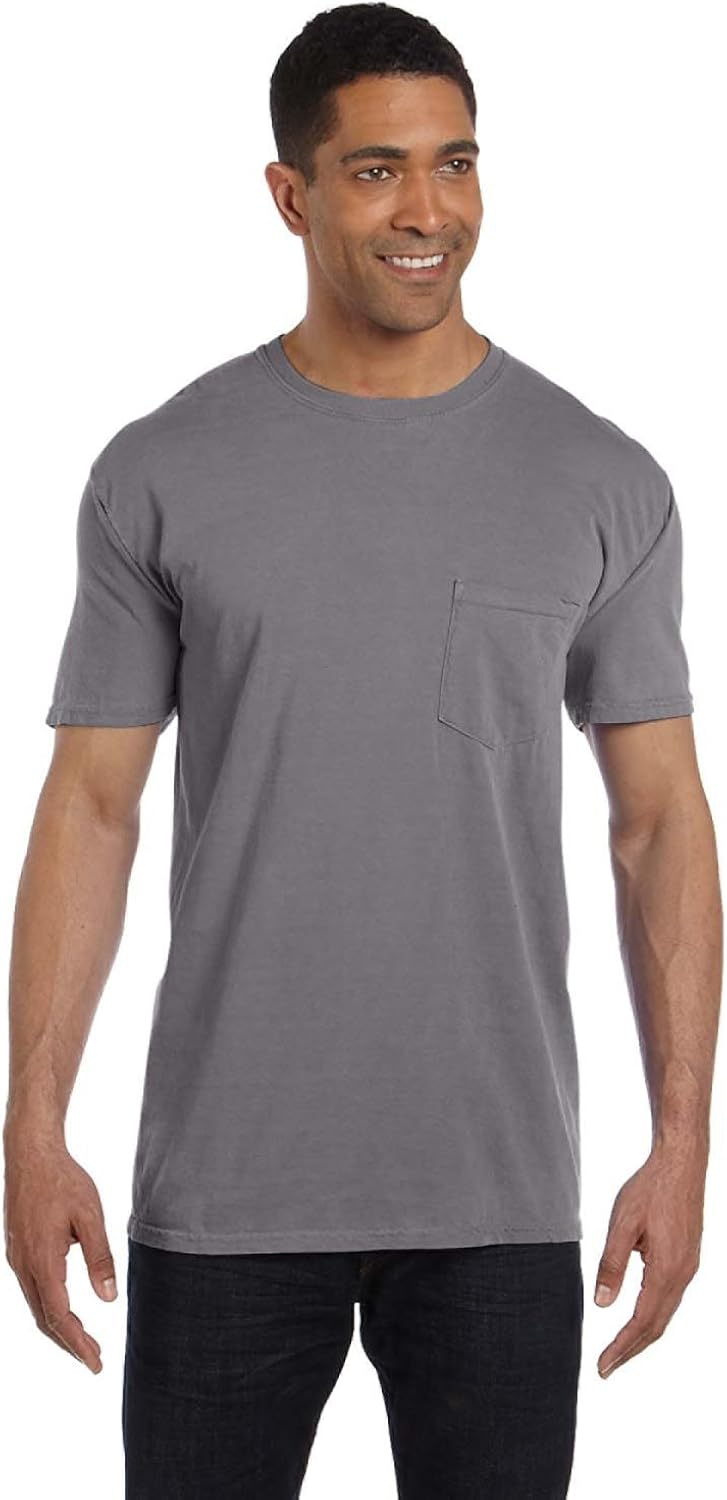 Comfort Colors 6.1 Oz. Garment-Dyed Pocket T-Shirt (6030CC)- GRAPHITE, XL | Amazon.com