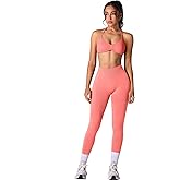 ABOCIW Workout Sets for Women 2 Piece Seamless Halter Sports Bra Scrunch Butt High Waist Leggings Gym Yoga Outfits