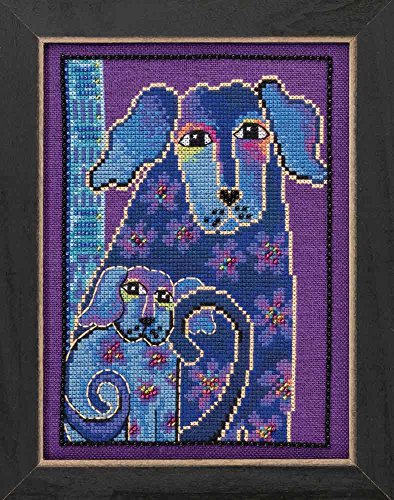 Laurel Burch Dogs! Bloomingtails On Linen Counted Cross -5x5 28 Count