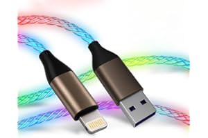 Light Up iPhone Charger Cord,Lightning Charger Cable RGB Colorful Gradual LED Lightning Cable Apple MFi Certified Fast Chargi