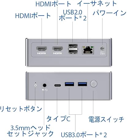 BMAX B2 Plus ミニPC Intel Celeron J4115 CPU搭載 8GBメモリー LPDDR4+128GB M.2 SATA SSD Windows10 pro 64ビット搭載