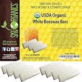 Organic White Beeswax Bars by Sky Organics (8x1oz bars) -Superior Quality Pure Bees Wax No Toxic Pesticides or Chemicals - 3x Filtered, Easy Melt Bricks- For DIY, Candles, Skin Care, Lip Balm Bees Wax