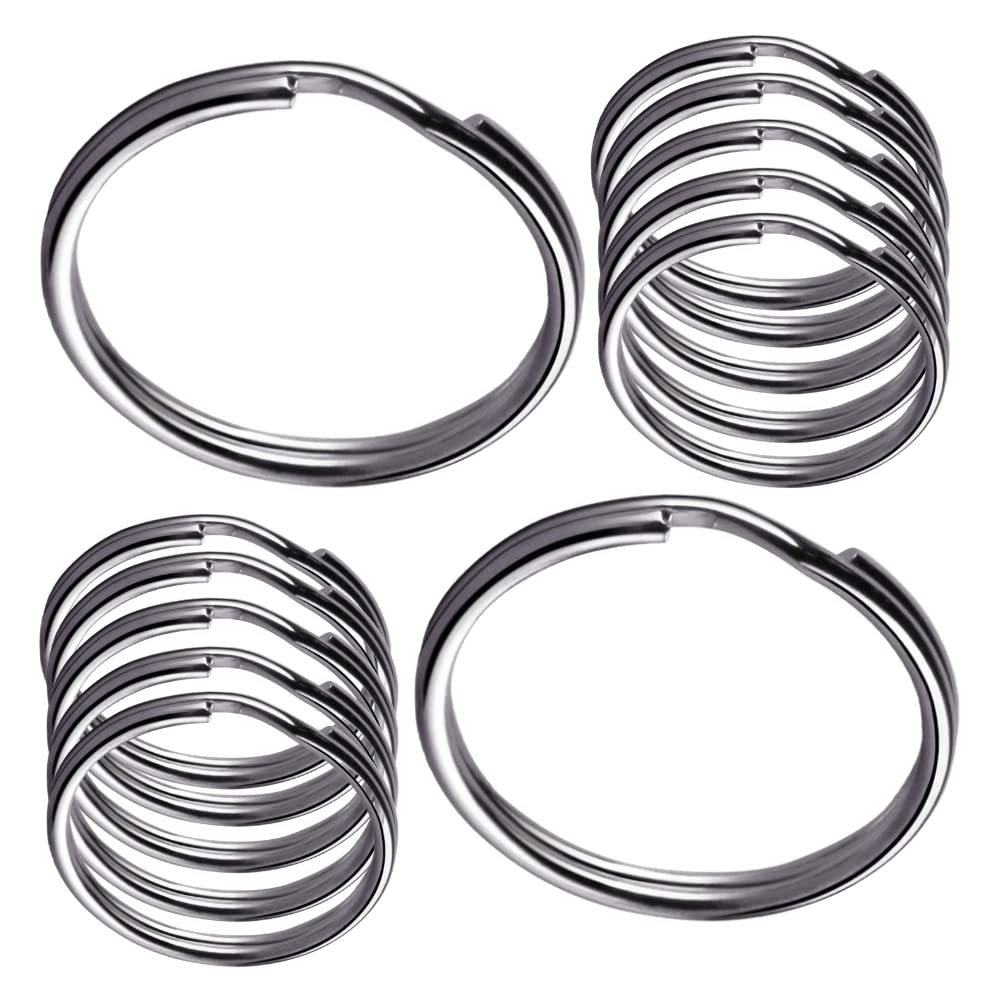Split Key Rings Steel 32mm Round Flat Key Chains Key Ring Hoop for Car Home Keys Organization Arts & Crafts Lanyards Keys Pack of 20.