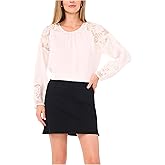 Vince Camuto Womens Shirring Neck Long Sleeve with