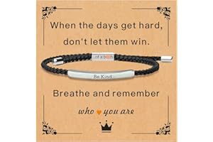 FAOYUDAWEI Tube Motivational Bracelet for Women Men, Remember Who Be Kind Of A Stainless Steel Adjustable Best Friends Teens Inspirational Braided Christmas Birthday Gifts Jewelry