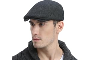 FEINION Men Wool Blend Flat Cap Tweed Newsboy Ivy Hat