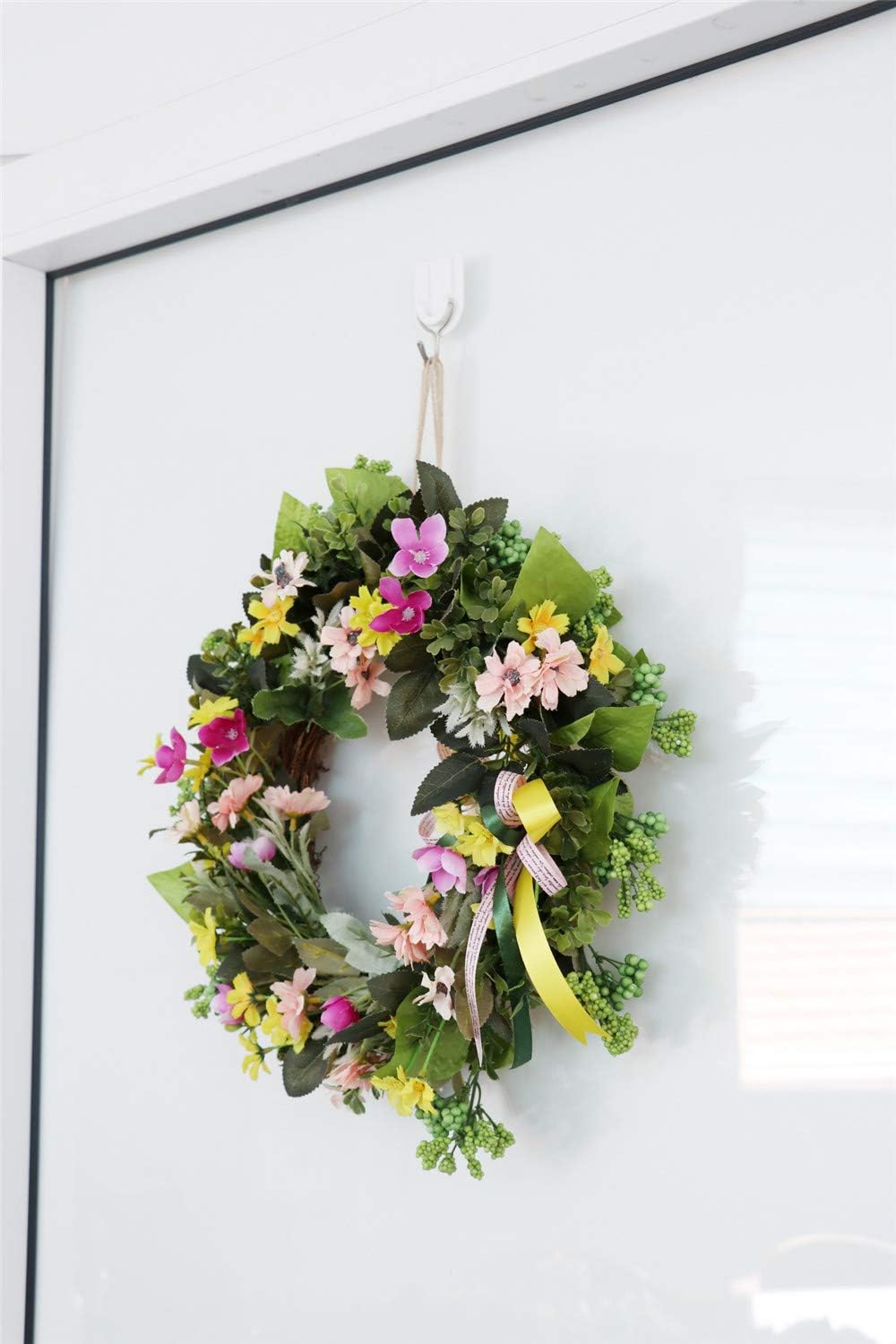 Amazon Com S Ssoy Artificial Sunflower Front Door Wreath 15 7 Inch Spring Flower Wreaths Flower Green Leaves For Outdoor Indoor Wall Wedding Home Decor Home Kitchen