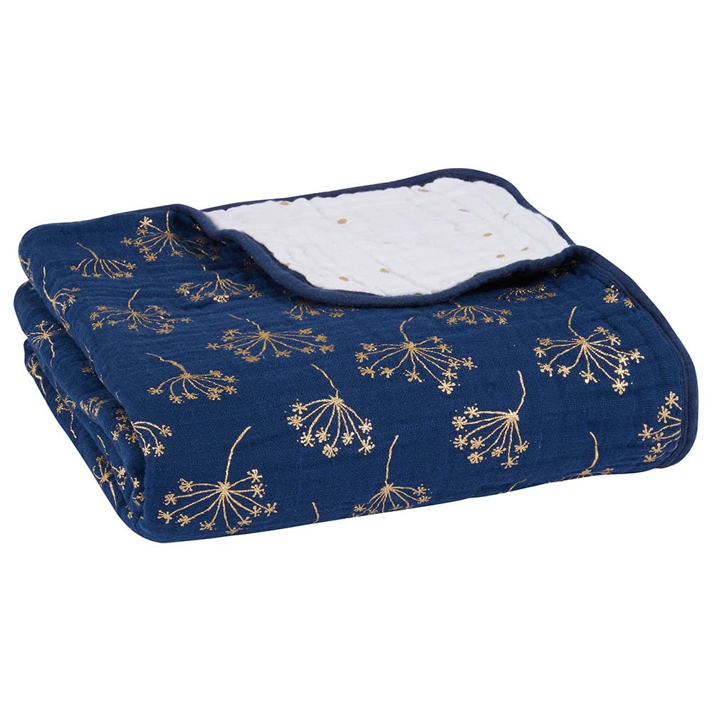 aden + anais 100% Cotton Muslin Dream Blanket, 120x120cm, Ideal Newborn Nursery & Cot Blankets for Baby Girls & Boys, Toddler & Infant Bedding, Shower & Registry Gift, metallic gold deco