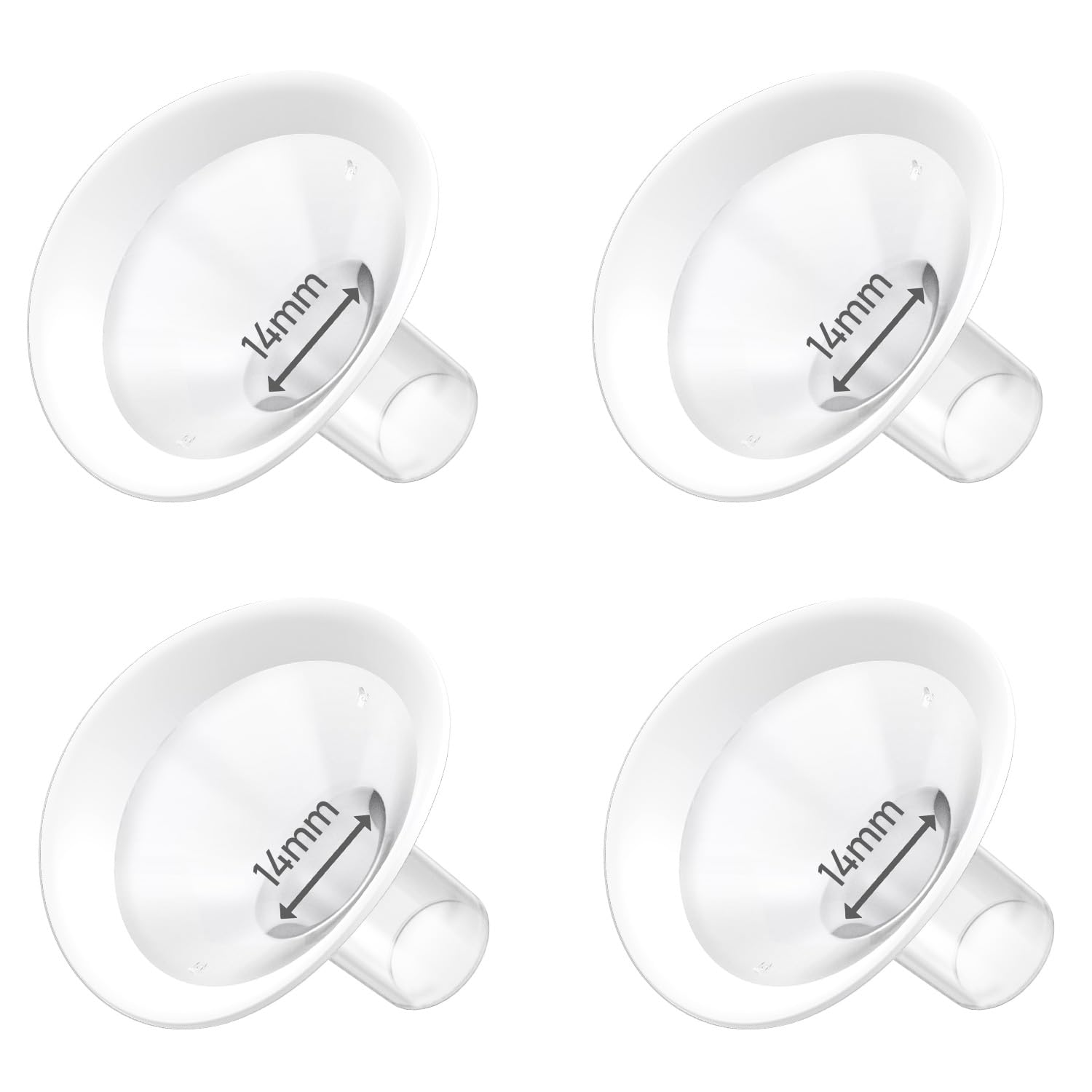 Photo 1 of 4pc 14mm Oval Flanges Shields Built-in Soft Edges Compatible with Medela/Lansionh Pumps, Replacement Parts for Pump in Style, Symphony, Swing Maxi, Harmony and Personalfit Flex Connector