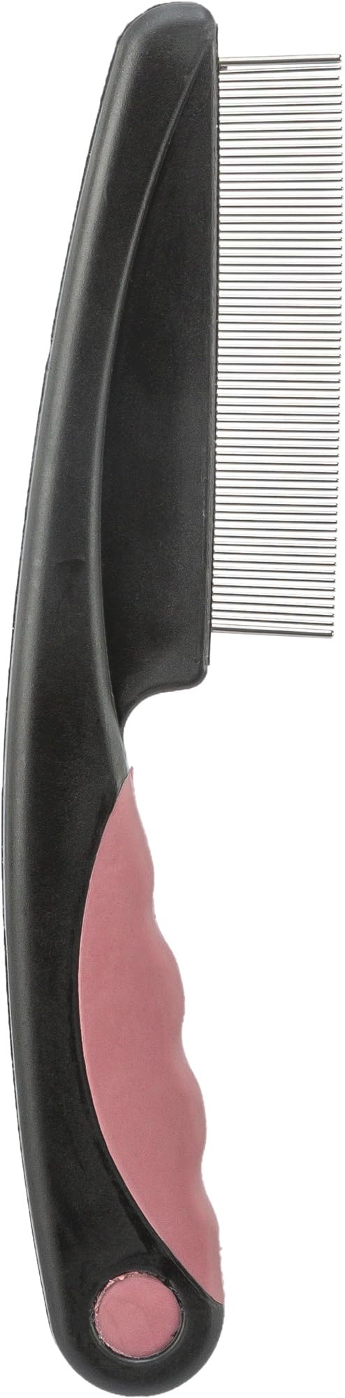 TRIXIE flea & dust comb - diagnosis of fleas and lice - rubberised plastic handle - for long and short hair - black/old pink - 15 cm - 23120