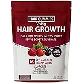 Vivikig Lumin Hair Growth Gummies – Daily Hair Nourishment with Biotin, Collagen & Botanical Extracts – Supports Thicker, Stronger & Healthier-Looking Hair – Mixed Berry Flavor, 60 Gummies (1)