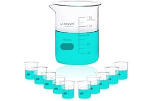 LABINVO Low Form Graduated Glass Beaker, 10pcs of Vol.150ml, 3.3 Borosilicate Glass Beaker Set, IN-BKL150