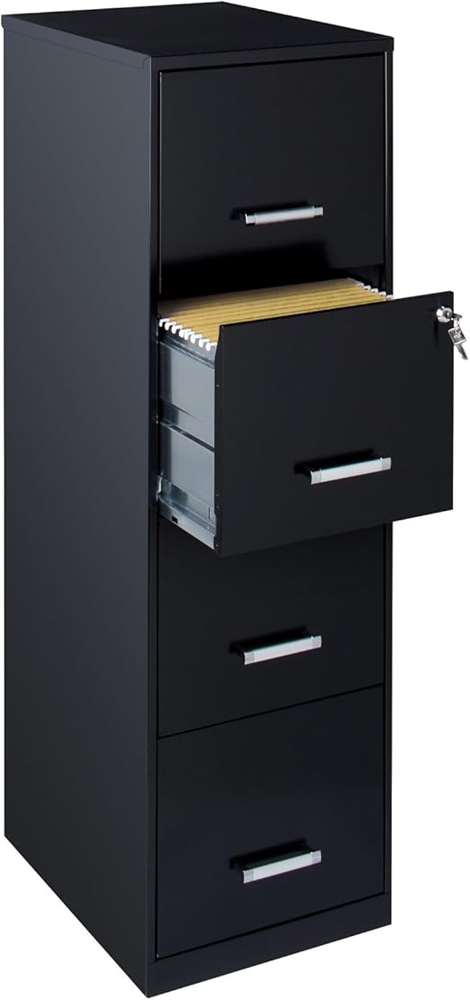 Amazon Com Space Solutions 18 4 Drawer Metal File Cabinet Black Furniture Decor