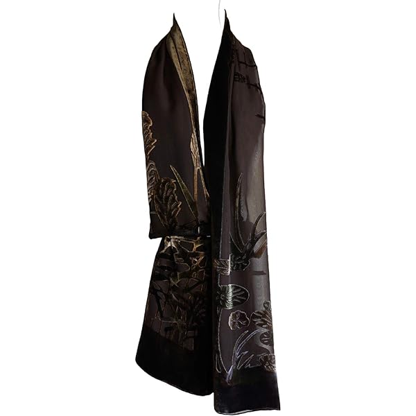 JJcollection Silk Base Burn-out Velvet Scarf, 62