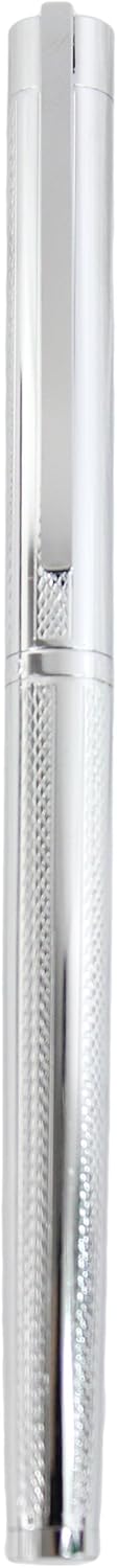 Sipliv 126 Slim Fountain Pen with Gift Box, Silver Clip, Fine Nib, Stainless Steel Embossing, Silver Embossing - Image 3