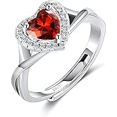 BELLNA S925 Sterling Silver Birthstone Rings for Women Engagement Ring For Women Adjustable Promise Rings for Wife, Mom, Daughter Jewelry Birthday Wedding Anniversary Valentines Gifts