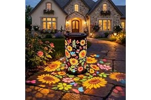 Colorful Sunflower Solar Garden Lantern, Waterproof Metal Hanging Solar Light with Projection, LED Outdoor Lantern for Yard P