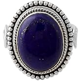 NOVICA Artisan Handmade Lapis Lazuli Cocktail Ring .925 Sterling Silver with from India Blue Single Stone Snorkel Riverside Birthstone 'Royal Blue Glow'