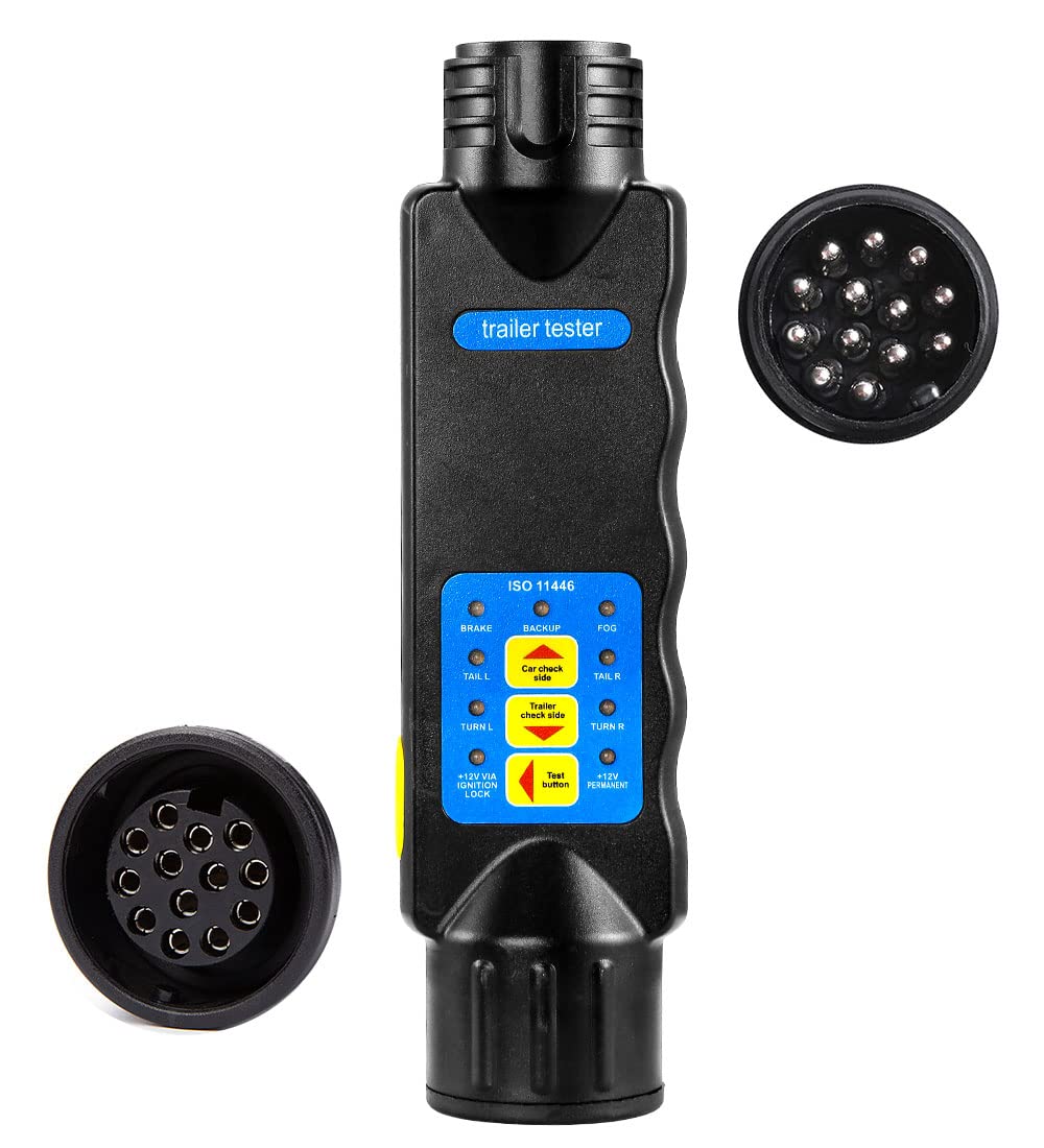 SPARKMOTO 13 Pin Trailer Plug Socket Tester & Lighting Circuit Diagnostic Device with LED Display for Caravan, RV & Trailer Lights