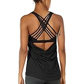 icyzone Women's Open Back Workout Athletic Yoga Tank Tops with Built in Bra