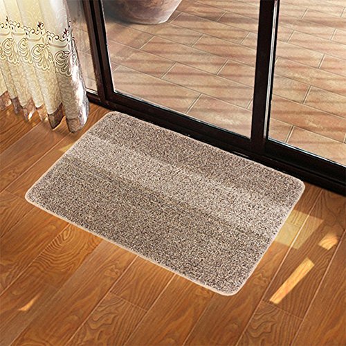 Kernorv Super Absorbs Mud Room Rug Non-Slip Dirt Trapper Mat Indoor Doormat Dirt Trapper Floor Mats 18"x 28" Shoes Scraper Cotton Entrance Rug for Bedroom Living Room (Brown)