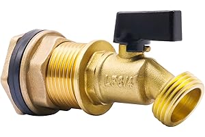 Horiznext GHT 3/4 spigot for rain barrel parts kit, brass water barrel spigot for 5/25/50/55 gallon bucket, bulkhead valve for rainwater drum garden hose connector and drain valve diy kits