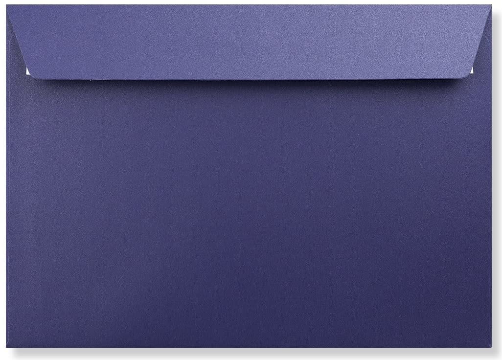 C5 Coloured envelopes for A5 Greeting Cards Wedding Invitation Crafts 162x229mm- Pack of 40 envelopes (Pearl Navy Blue Peel & Seal)