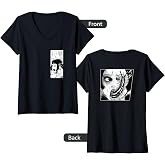 Women's Junji Ito Slug Eye Back Print V-Neck T-Shirt