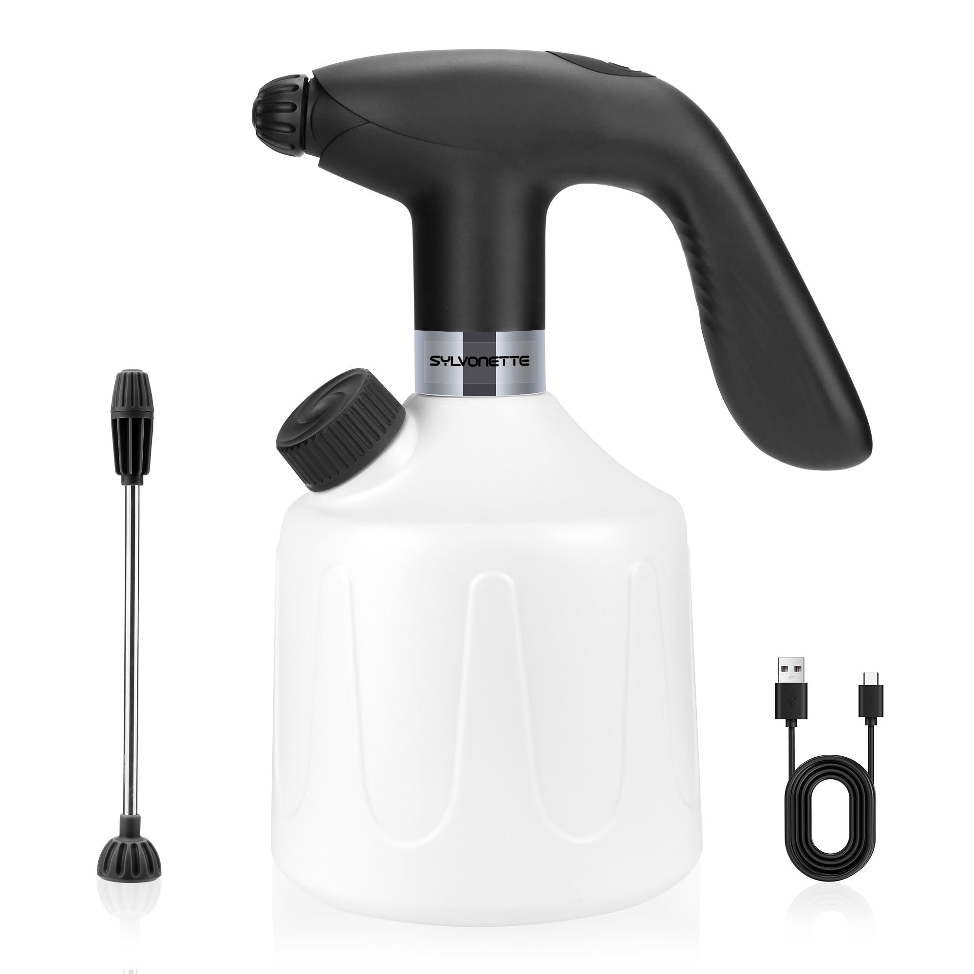 Photo 1 of Electric Spray Bottle Automatic Plant Mister 1.8L Rechargeable Battery Powered Sprayer Continuous Spray Bottle,Pump Sprayer, Indoor Watering Can for Plants White