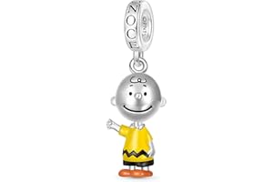 GNOCE Peanuts Snoopy Pendant Dangle Charm for Women, S925 Sterling Silver Dangle Charms for Women Wife, Valentine‘s Day, Mother’s Day Jewelry (Charlie Brown)