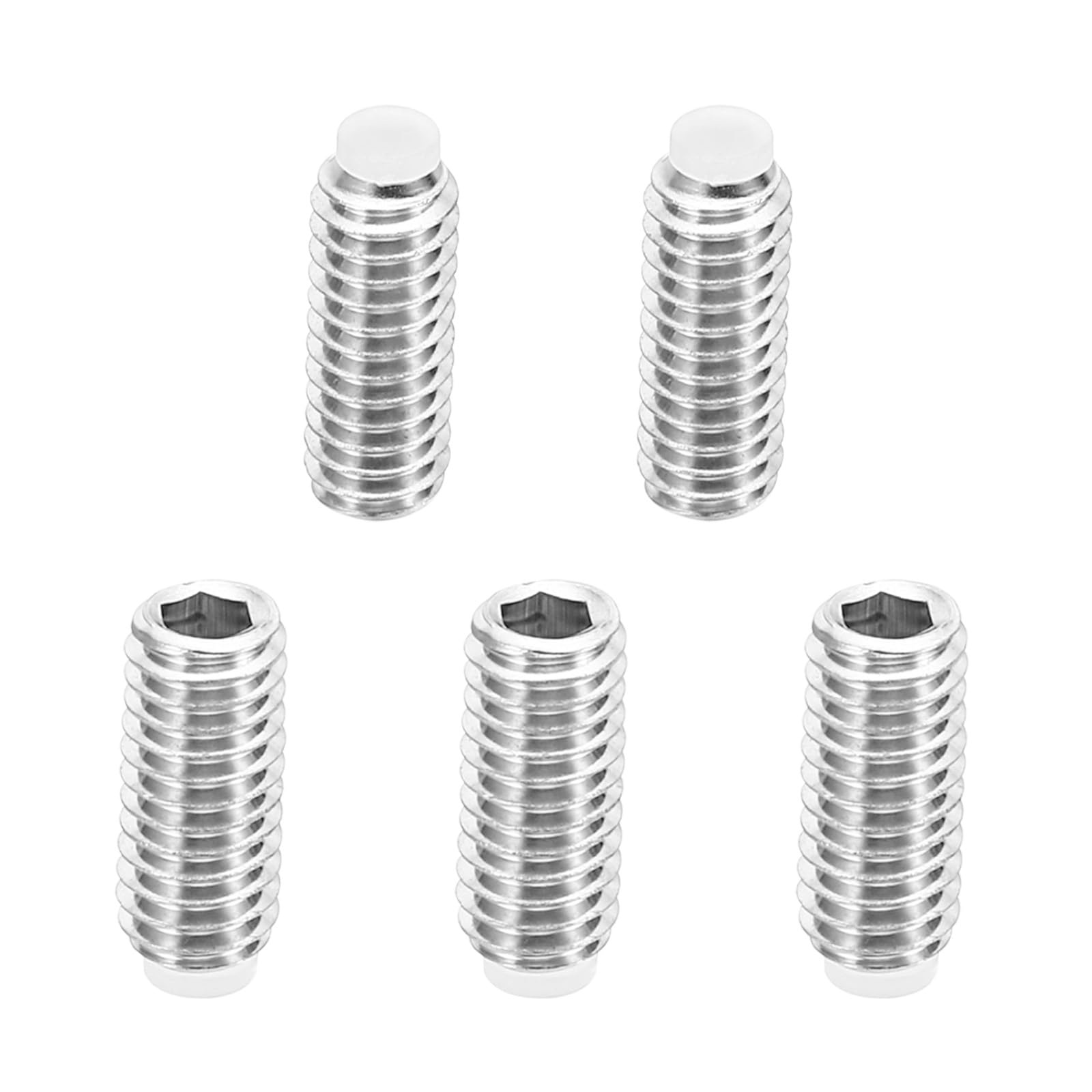 PATIKIL M6x14mm Nylon Tip Grub Screw, 5 Pack Metric Hex Socket Head Cup Point Anti Slip Set Screws Internal Hex Drive Hardware, 304 Stainless Steel