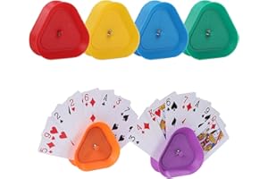 GHERPTE Playing Card Games Holder,6 Pack Triangle Shaped Hands-Free Playing Card Holder for Kids,Adults,Seniors,Poker Parties,Family Card Game Nights&Classroom Activities,6 Colors