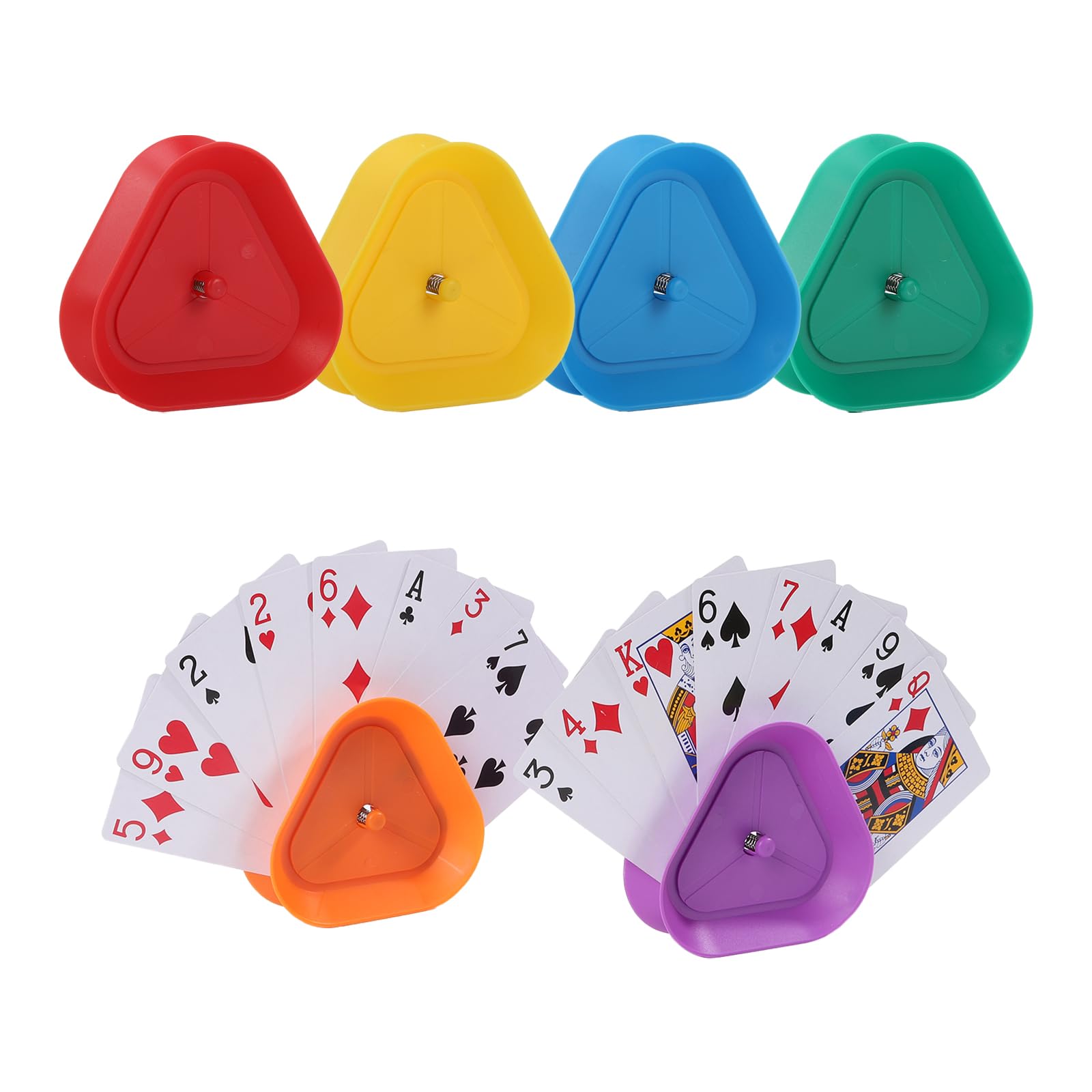 Photo 1 of GHERPTE Playing Card Games Holder,6 Pack Triangle Shaped Hands-Free Playing Card Holder for Kids,Adults,Seniors,Poker Parties,Family Card Game Nights&Classroom Activities,6 Colors