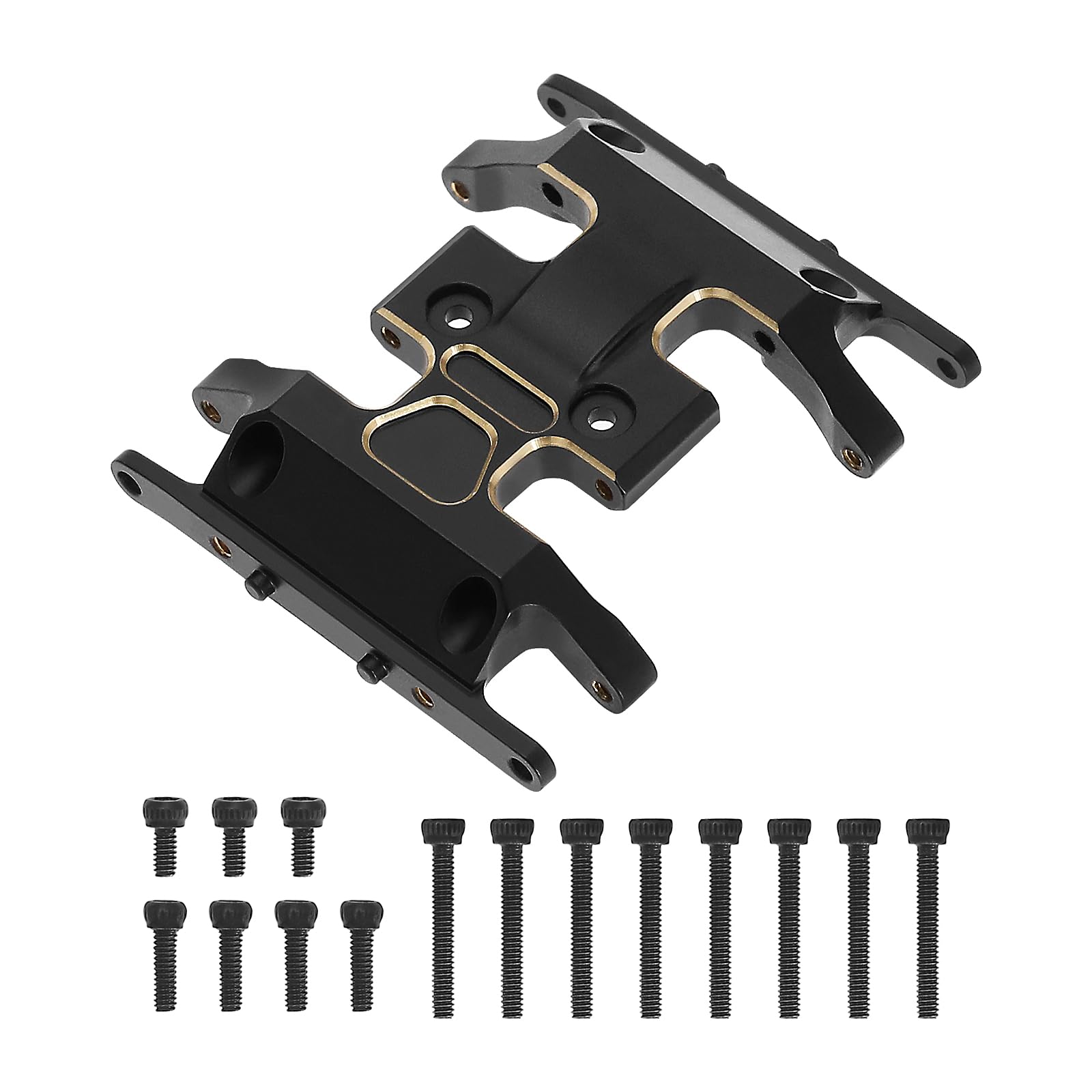 ECSiNG 1PC Brass Chassis Plate with Screws Compatible with Axial SCX24 AXI90081 Model for 1/24 RC Crawler Chassis Accessories Black and Gold