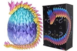 AXICIR 3D Printed 12inch Crystal Dragon with Egg Christmas Fidget Toy Gifts for Adults Easter Eggs Basket Stuffers (12" Crystal Dragon with Egg)