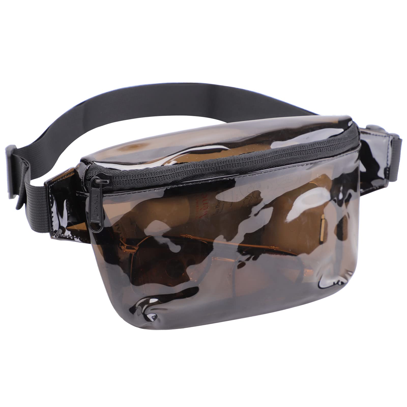 TINYAT Clear Fanny Pack Transparent Women Holographic Bum Bag Waterproof PVC Fashion Waist Belt Bag Sling Pocket Super Lightweight for Concerts Watching Matches Party T1952