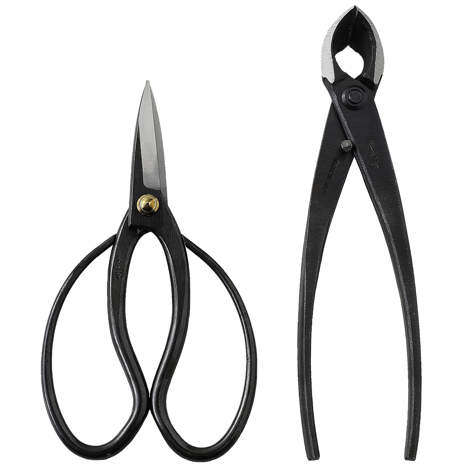 Wazakura Japanese Bonsai Essential Tool Set MADE IN JAPAN - Bonsai Scissors 180mm(7") + Concave Branch Cutter 200mm(8") Starter Kit